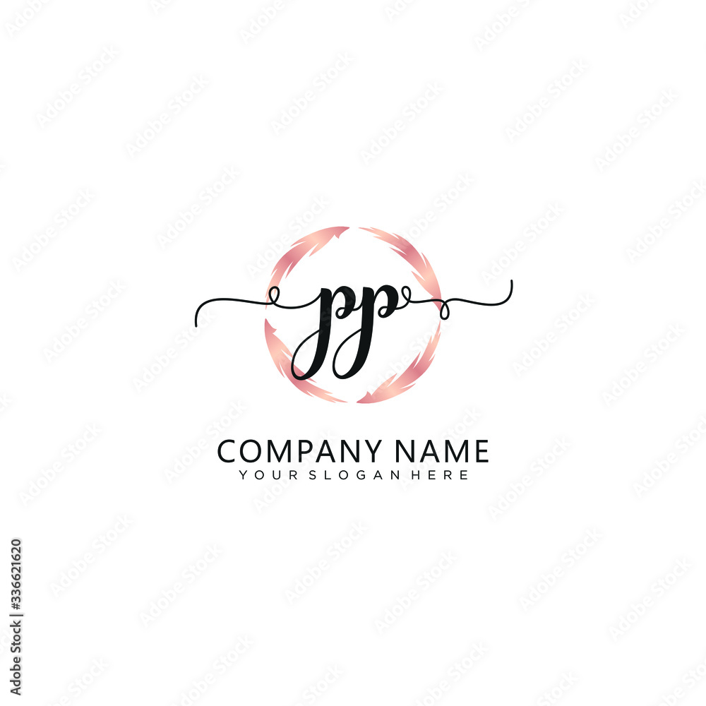 PP initial Handwriting logo vector template PP initial Handwriting logo vector template