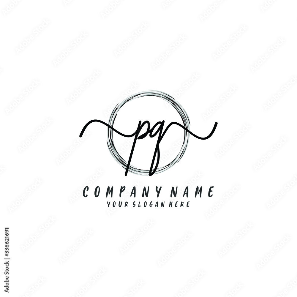 PQ initial Handwriting logo vector template PQ initial Handwriting logo vector template