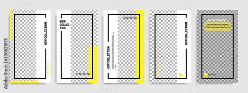 Minimal social media stories / story template layout banner in white yellow background color
