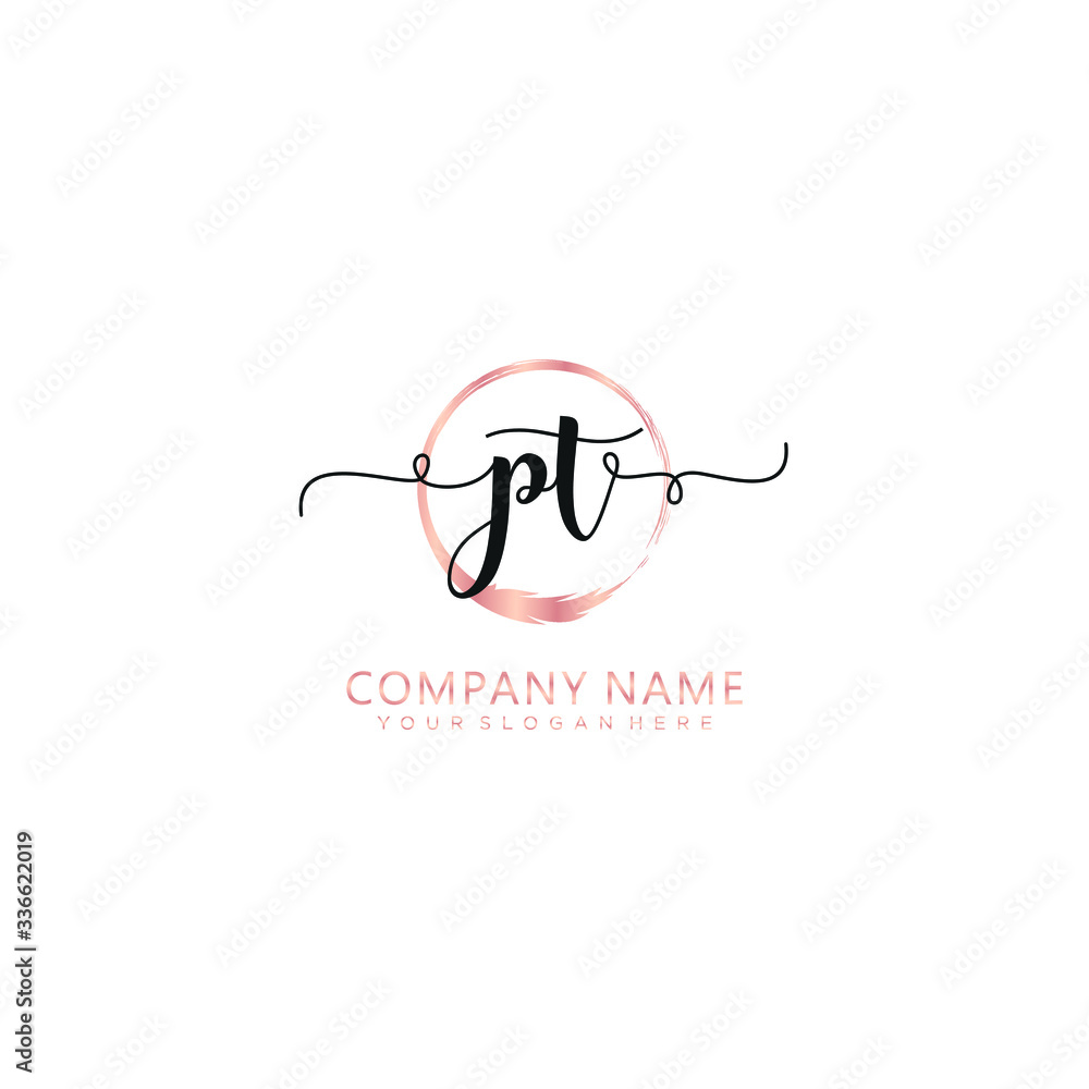 PT initial Handwriting logo vector template PT initial Handwriting logo vector template