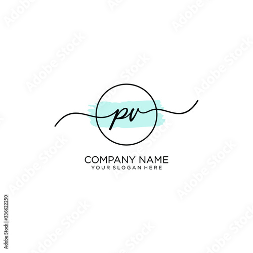 PV initial Handwriting logo vector template