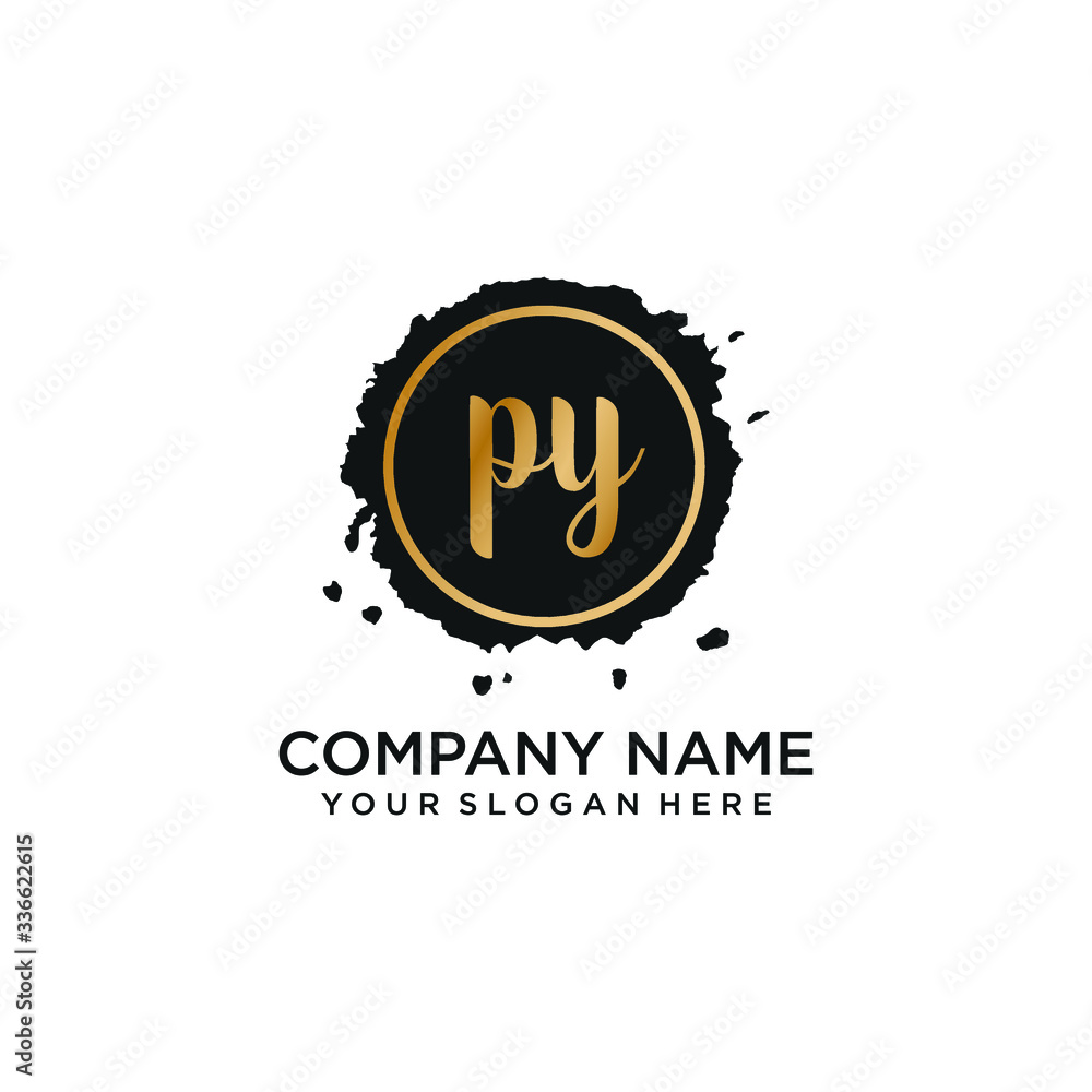 PY initial Handwriting logo vector template
