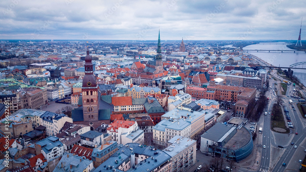 Aerial View to the Riga Old Town, Latvia Aerial View to the Riga Old Town, Latvia