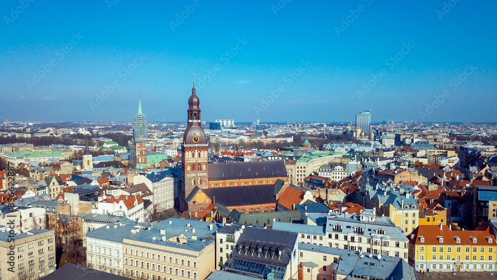 Beautiful Red Roofs of the Riga Old Town, Latvia