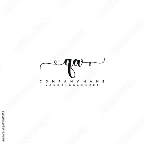 QA initial Handwriting logo vector template