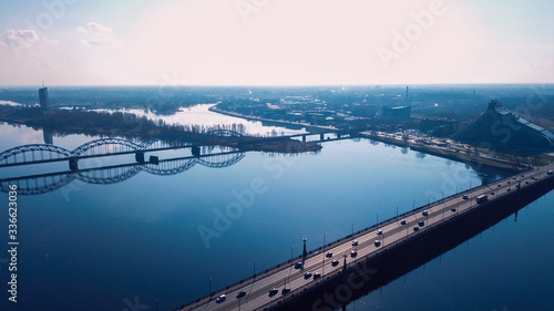 Wallpaper Mural Aerial View to the Riga Bridge and Old Town, Latvia Torontodigital.ca
