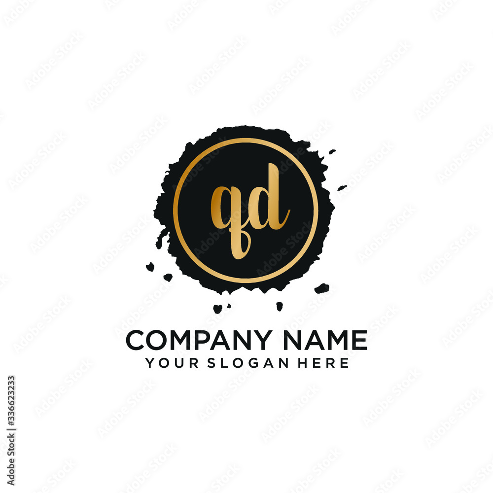 QD initial Handwriting logo vector template
