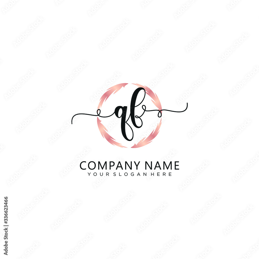 QF initial Handwriting logo vector template QF initial Handwriting logo vector template