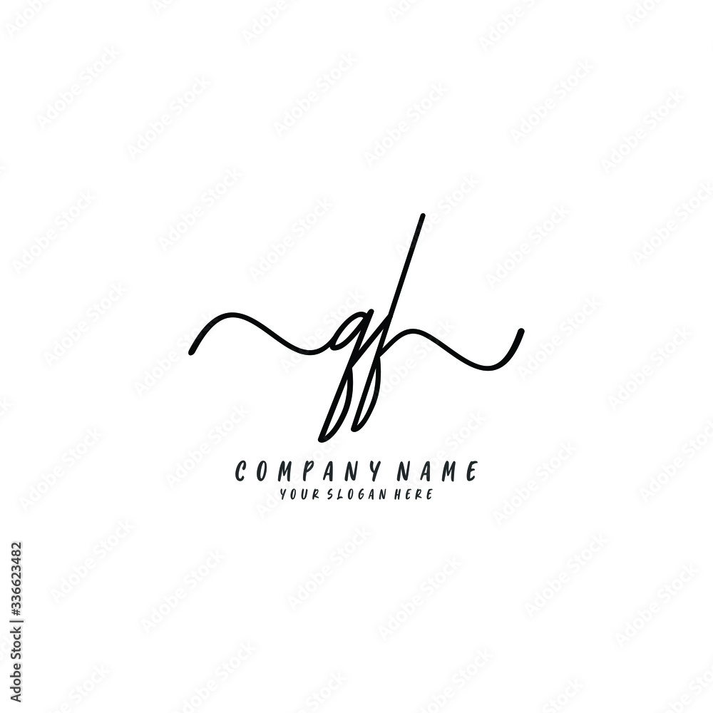 QF initial Handwriting logo vector template QF initial Handwriting logo vector template