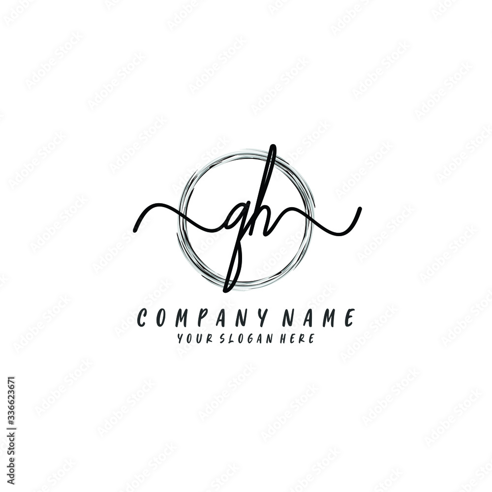 QH initial Handwriting logo vector template QH initial Handwriting logo vector template