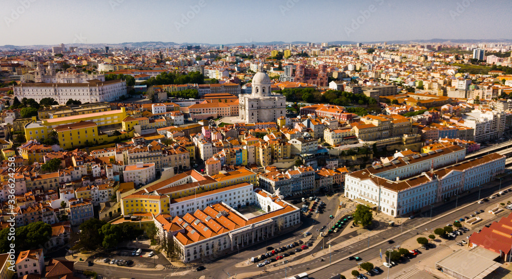 Aerial view of Lisbon with Church of Santa Engracia