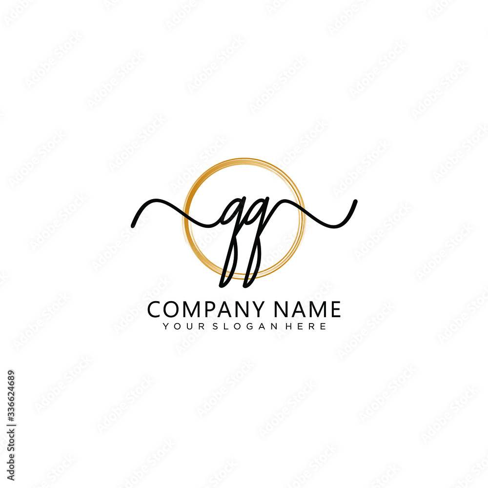 QQ initial Handwriting logo vector template QQ initial Handwriting logo vector template