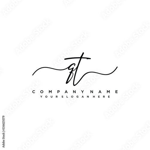 QT initial Handwriting logo vector template