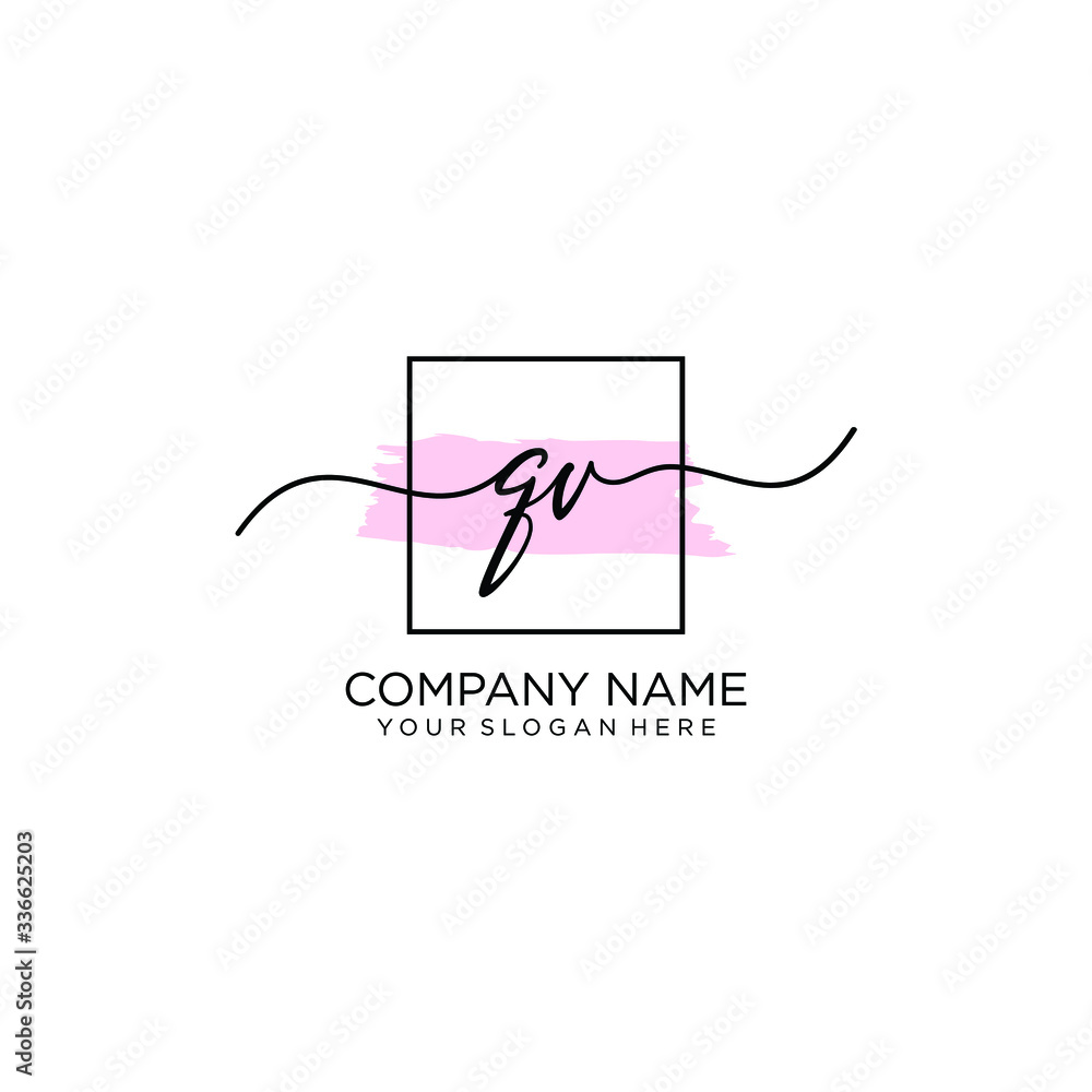 QV initial Handwriting logo vector template QV initial Handwriting logo vector template