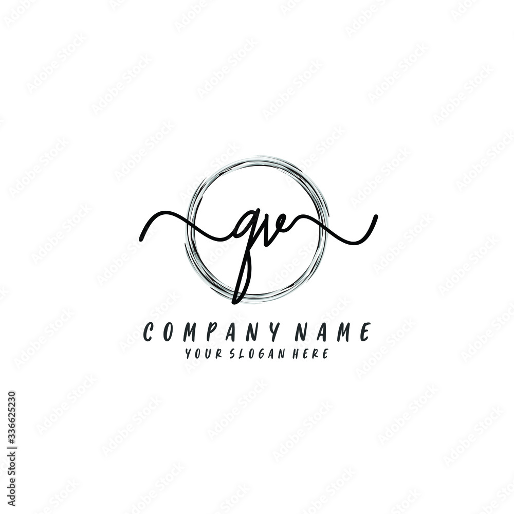 QV initial Handwriting logo vector template QV initial Handwriting logo vector template