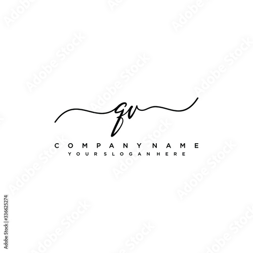 QV initial Handwriting logo vector template