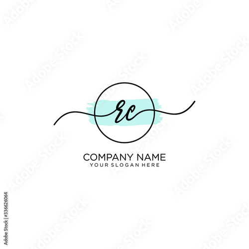 RC initial Handwriting logo vector template
