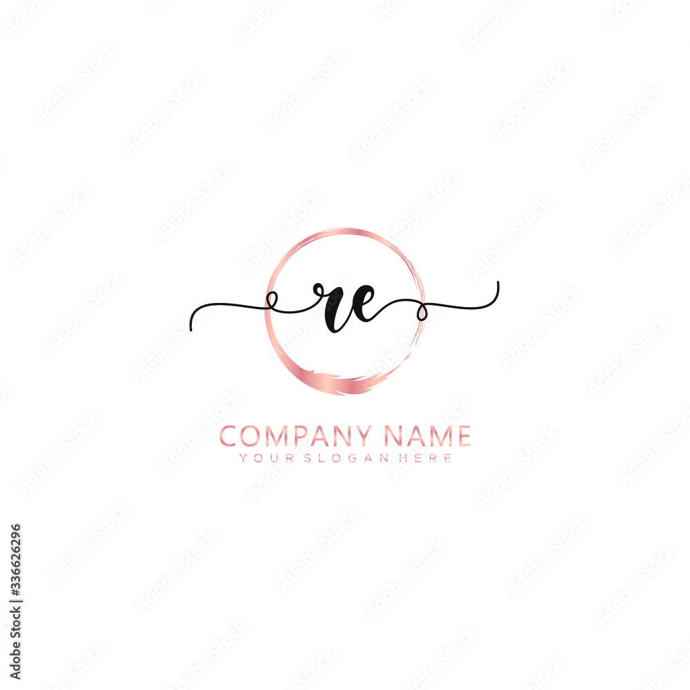 RE initial Handwriting logo vector template