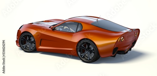 3D rendering of a brand-less generic concept car in studio environment