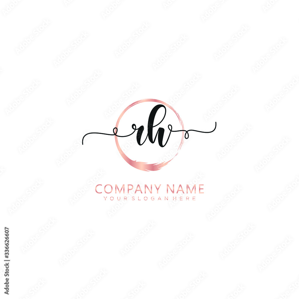 RH initial Handwriting logo vector template RH initial Handwriting logo vector template