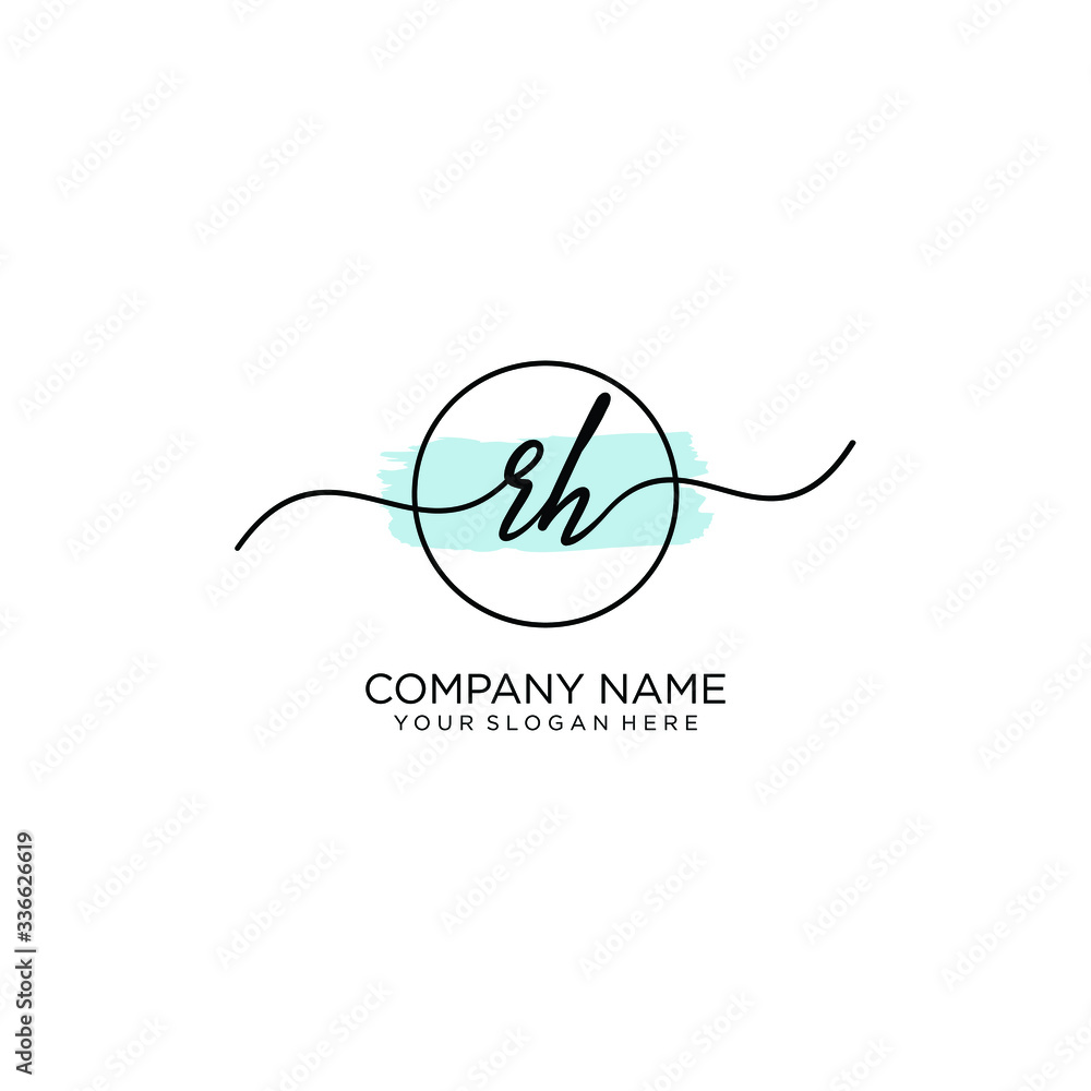 RH initial Handwriting logo vector template RH initial Handwriting logo vector template