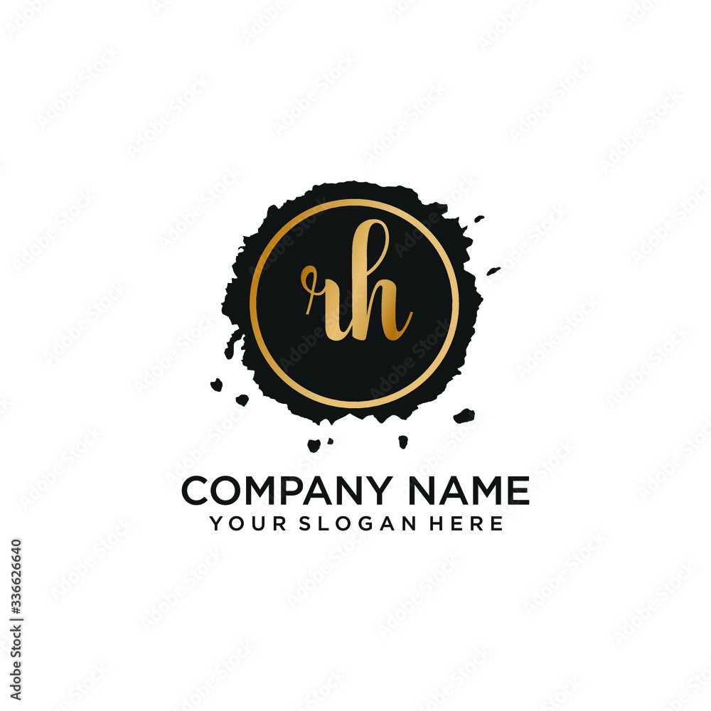 Fototapeta premium RH initial Handwriting logo vector template