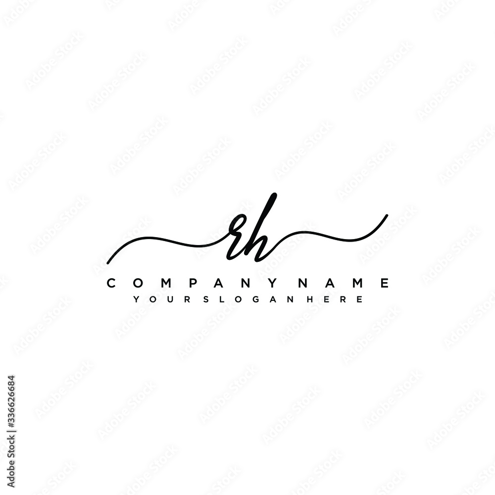RH initial Handwriting logo vector template RH initial Handwriting logo vector template