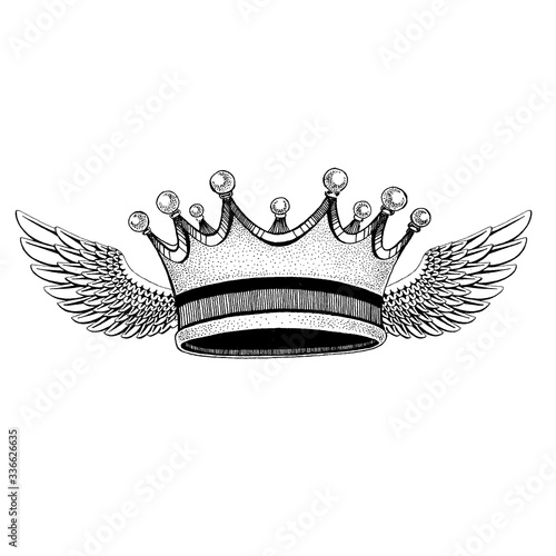 Crown. Cool emblem for rock festival, tee, tattoo. King, queen, princess.