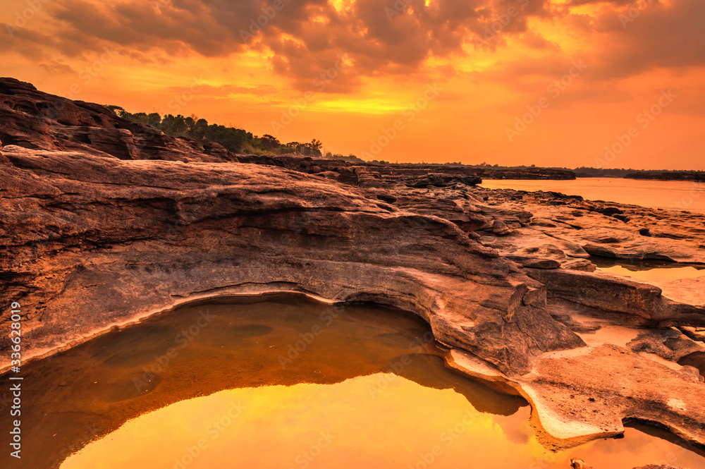 Sunset stone grand canyon in Ubon Ratchathani,Thailand