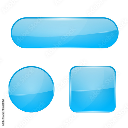 Blue glass buttons. Web 3d shiny icons