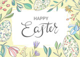 Happy easter. Easter floral banner