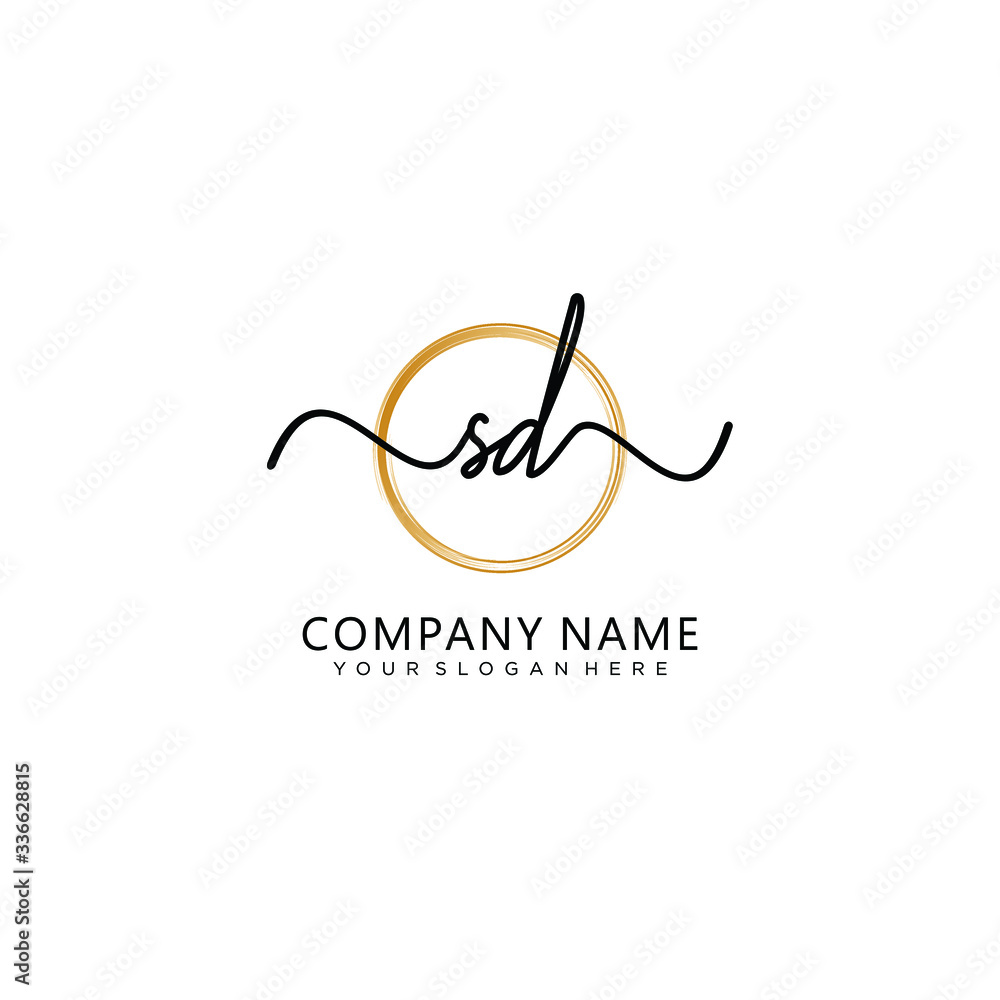 SD initial Handwriting logo vector template SD initial Handwriting logo vector template