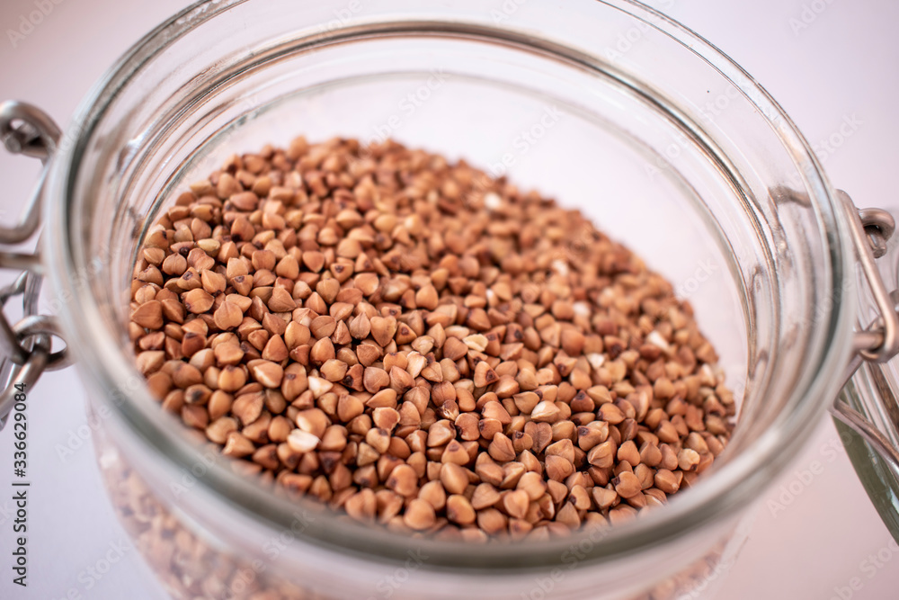 Buckwheat in a glass jar Buckwheat in a glass jar