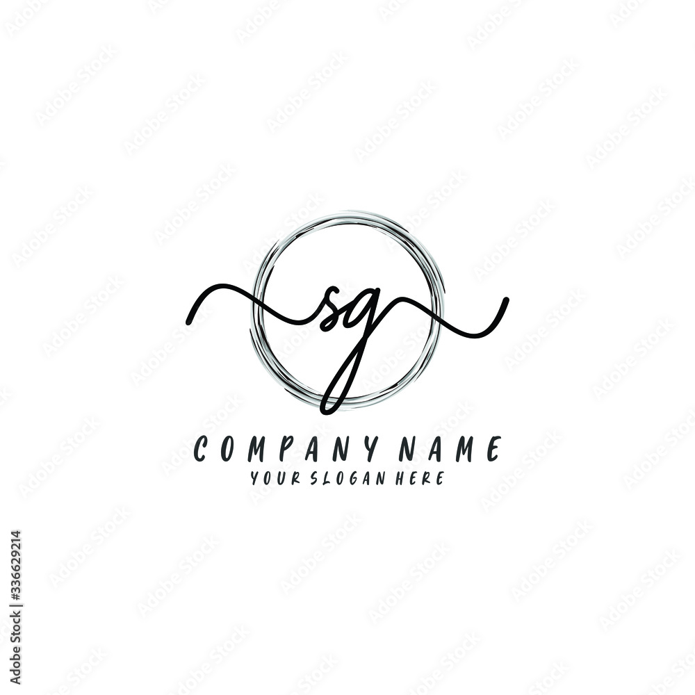 SG initial Handwriting logo vector template