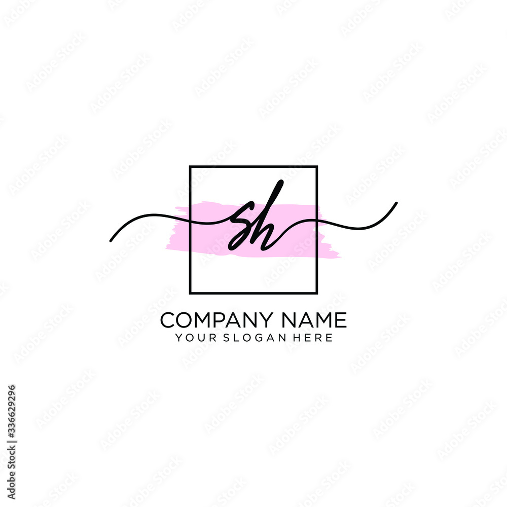 SH initial Handwriting logo vector template SH initial Handwriting logo vector template