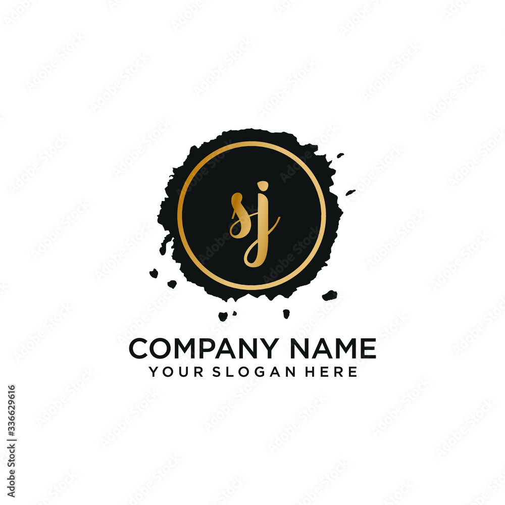 Naklejka premium SJ initial Handwriting logo vector template
