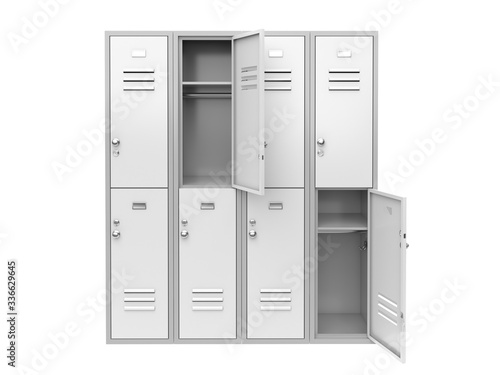 Fotografia, Obraz White metal locker with open doors