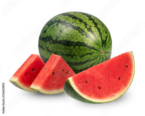 Watermelon isolated on white background, Red Watermelon on a white background With clipping path