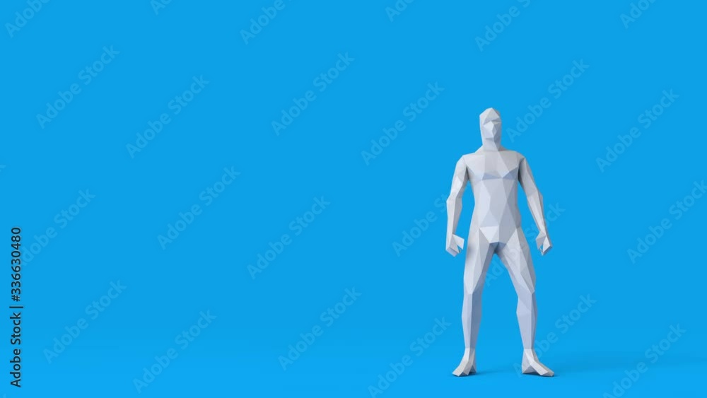 A figure raises their arms in victory celebration. minimal design, 3D Rendering A figure raises their arms in victory celebration. minimal design, 3D Rendering