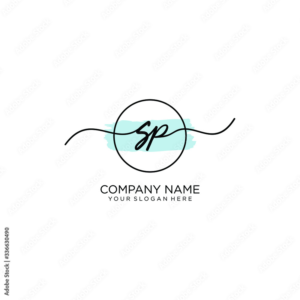 SP initial Handwriting logo vector template