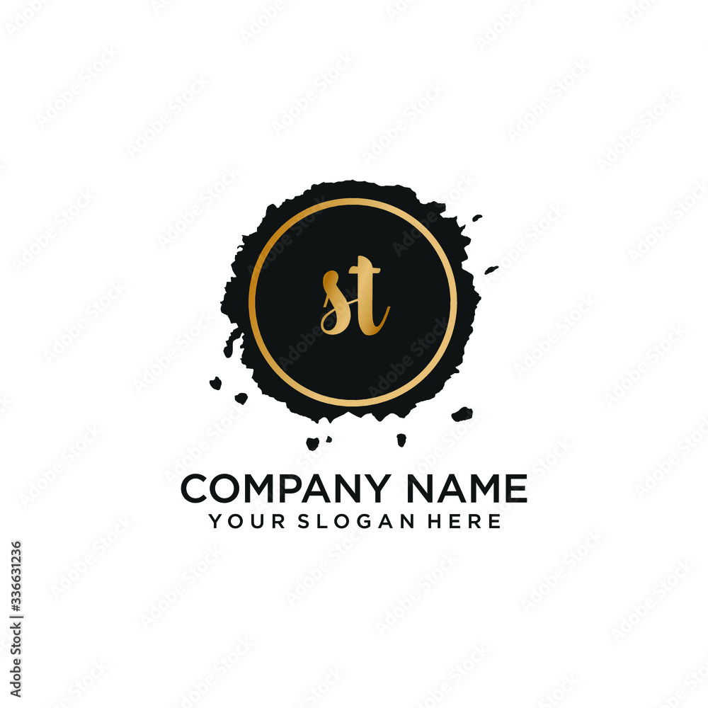 Naklejka premium ST initial Handwriting logo vector template