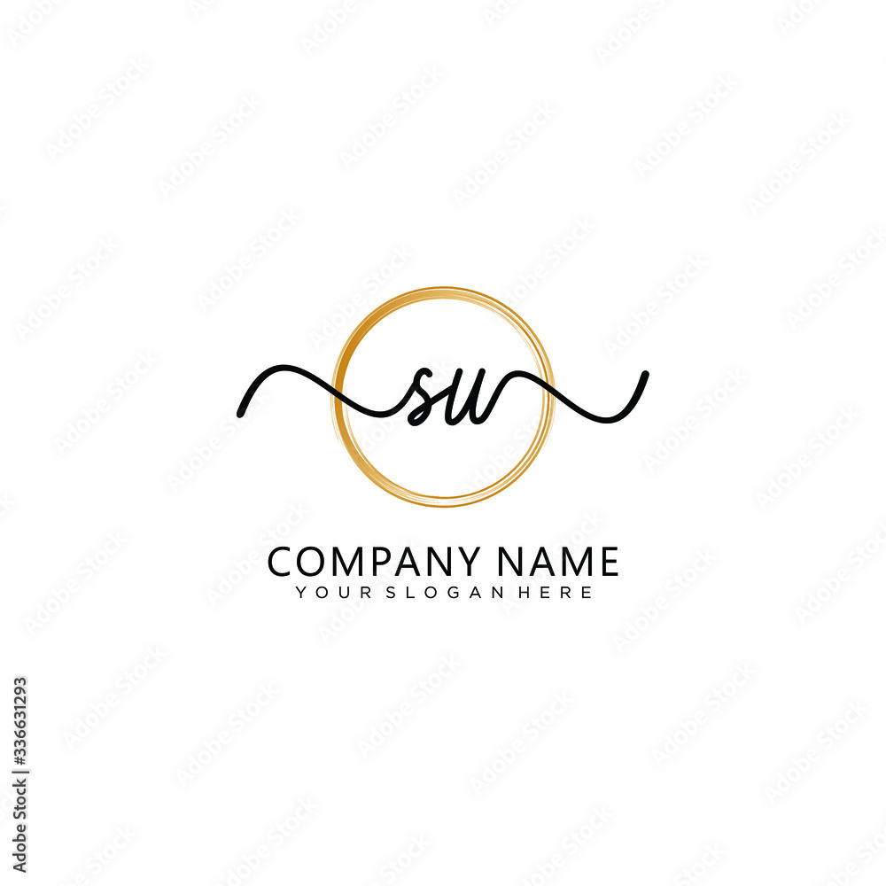 Obraz premium SU initial Handwriting logo vector template