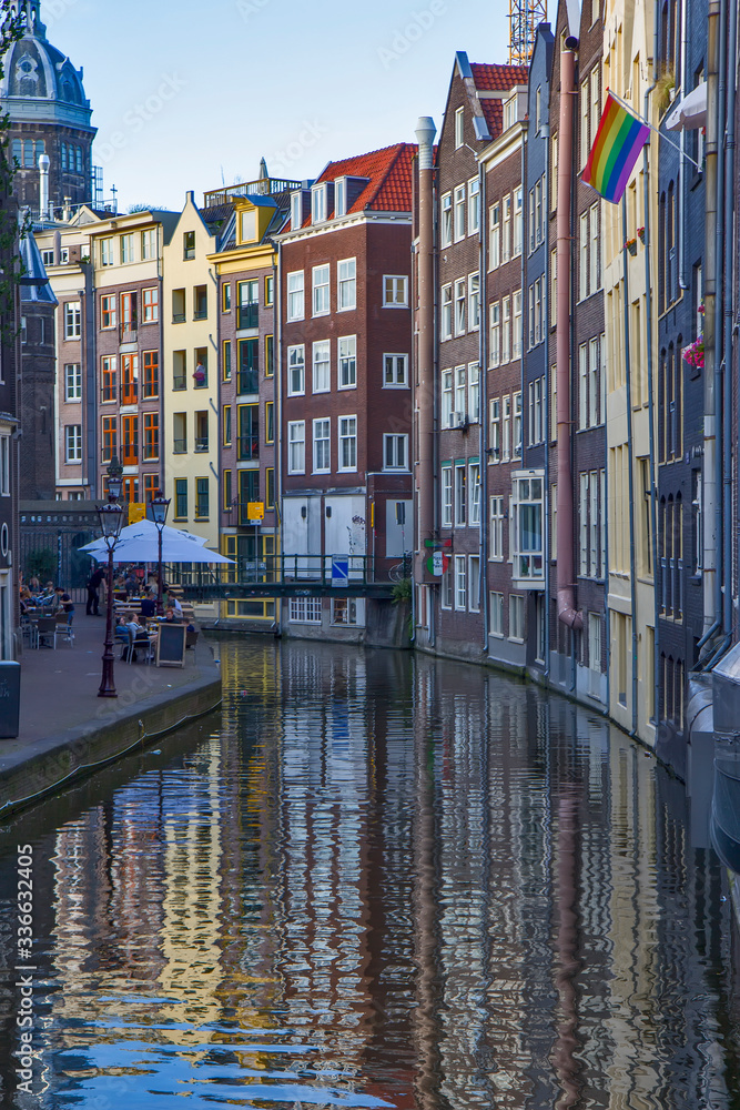 View on the canal and houses in Amsterdam