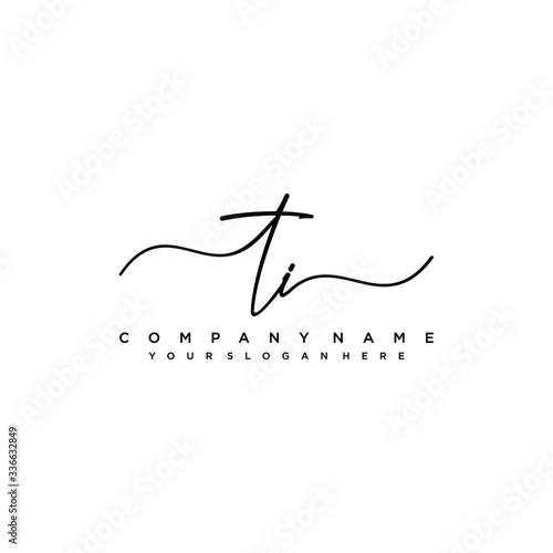 TI initial Handwriting logo vector template