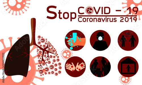 Coronavirus COVID-19, 2019-nCoV,Corona Virus COVID-19 Safety Measures and Precautions Warning Signs, pneumonia virus is dangerous virus ,vector illustration, stop covid 19 - white background 