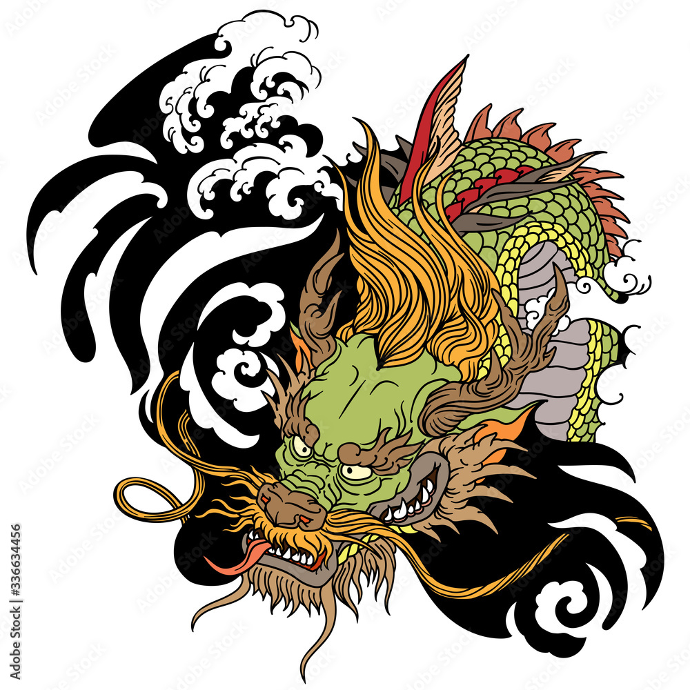 Dragon head tattoos Set of black and white vector illustrations Stock  Vector Image  Art  Alamy