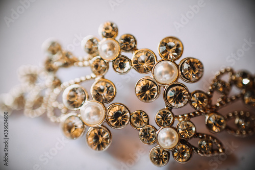 Fototapeta Naklejka Na Ścianę i Meble -  macro closeup photo of golden diamond gemstones