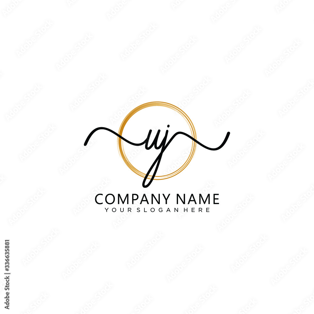 UJ initial Handwriting logo vector template
