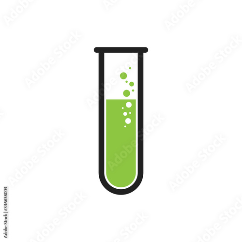 Test tube logo. Scientific research, chemical experiment. Symbol, icon illustration