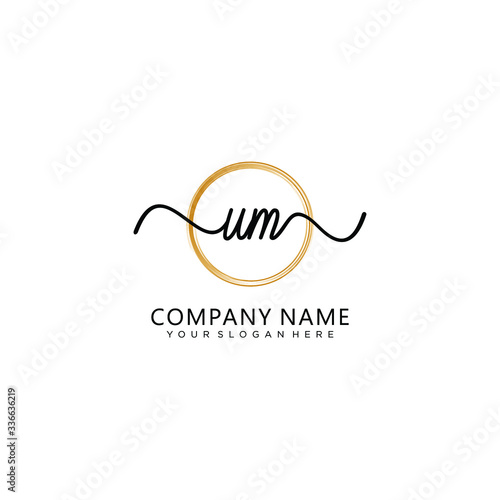 UM initial Handwriting logo vector template